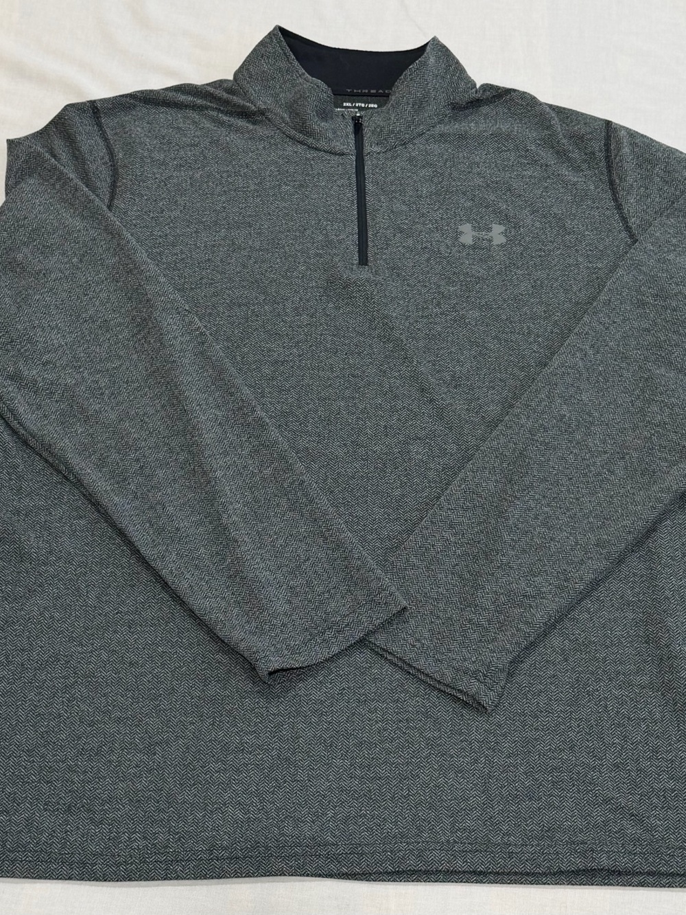 Under Armour Sweater Men 2XL Gray 1/4 Zip Heatgear Sweatshirt Loose Fit XXL